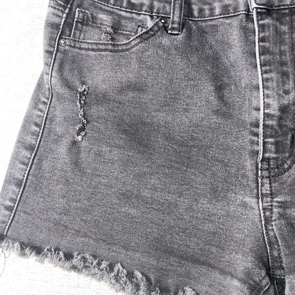 Wax Jean Cut Off Shorts Womens XL Gray Denim Cotton High Rise Distressed Pockets - Picture 6 of 11